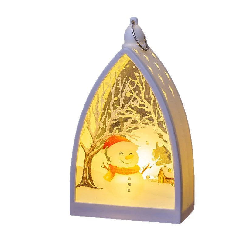 LED Christmas Lantern Festive Santa & Tree Scene