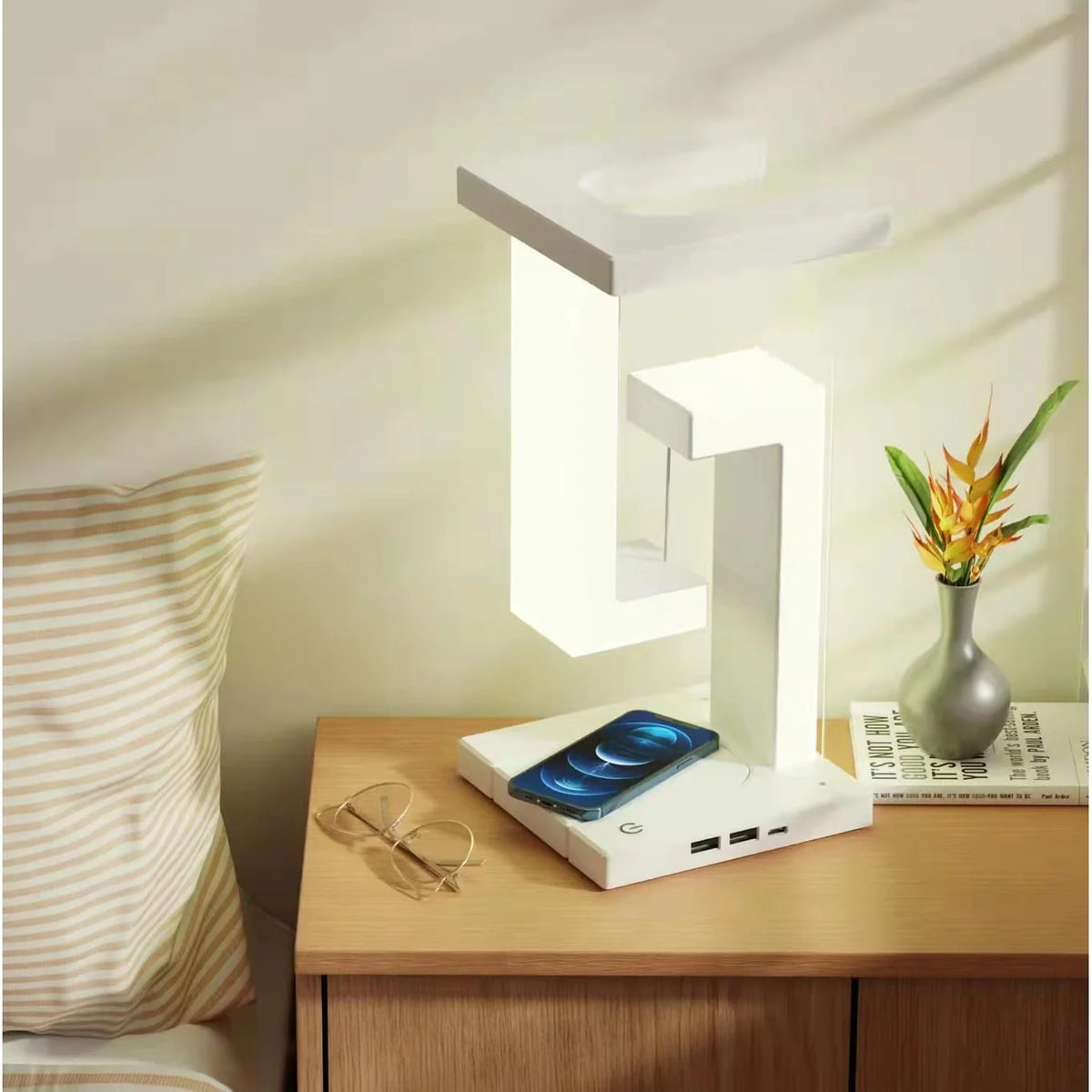 LED Desk Lamp Foldable Wireless Charging & USB Ports