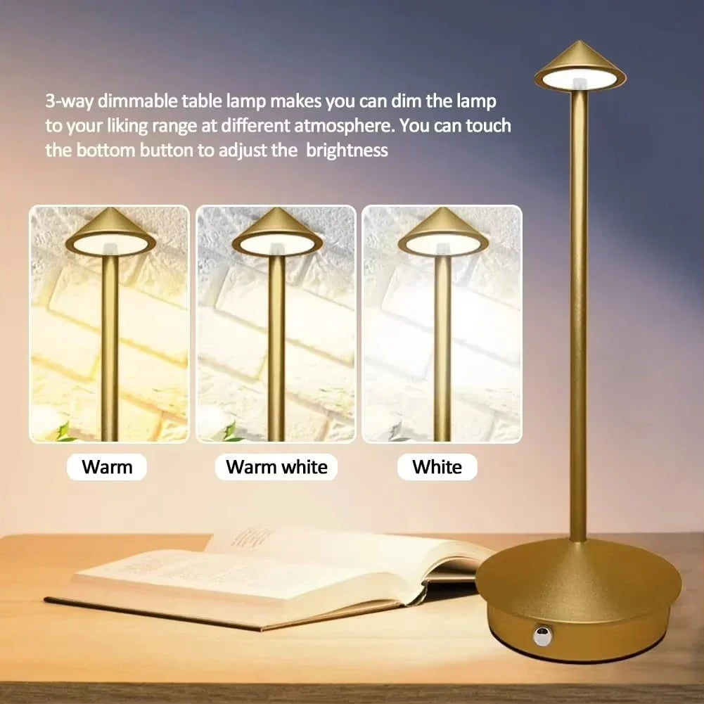 LED Desk Lamp Rechargeable Touch Control Three Light Modes