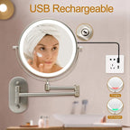 LED Makeup Mirror Rechargeable Adjustable Magnification