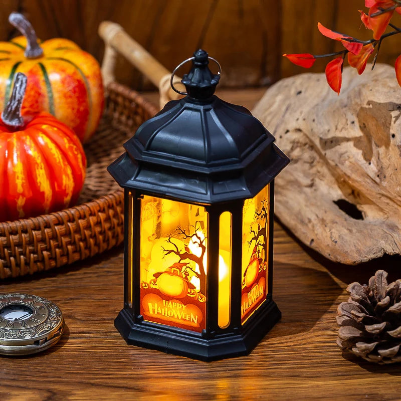 Lantern Halloween Castle & Bats LED Portable