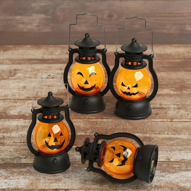 Lantern Pumpkin Face LED Metal Frame
