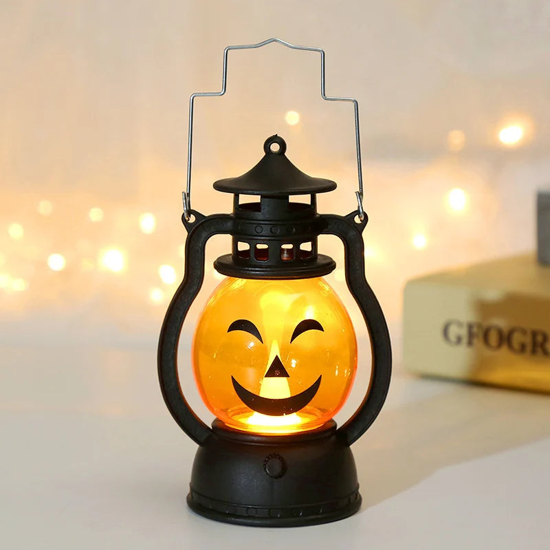Lantern Pumpkin Face LED Metal Frame