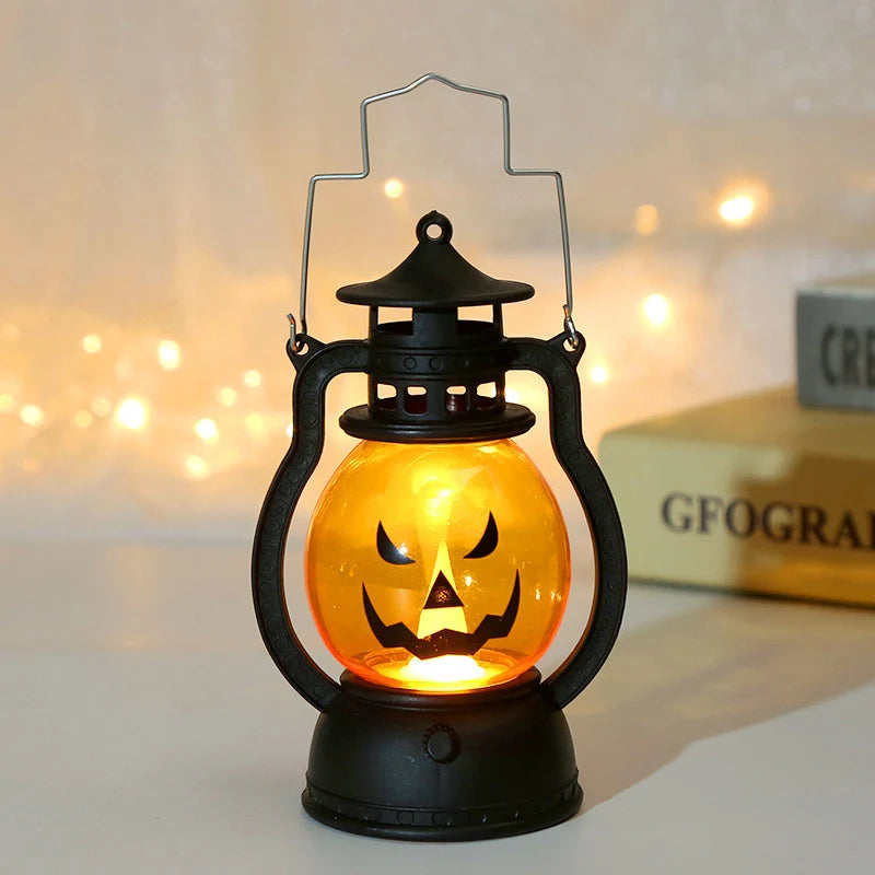 Lantern Pumpkin Face LED Metal Frame