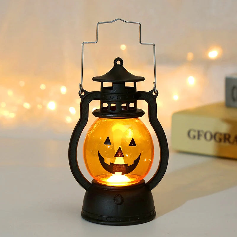 Lantern Pumpkin Face LED Metal Frame