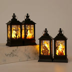 Lantern Spooky Cutout Scene LED Metal & Glass