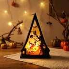 Lantern Triangular Wood Warm White LED