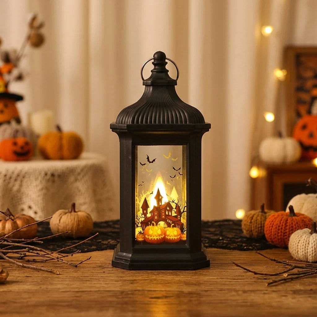 Lantern Witch & Bats LED Warm Light