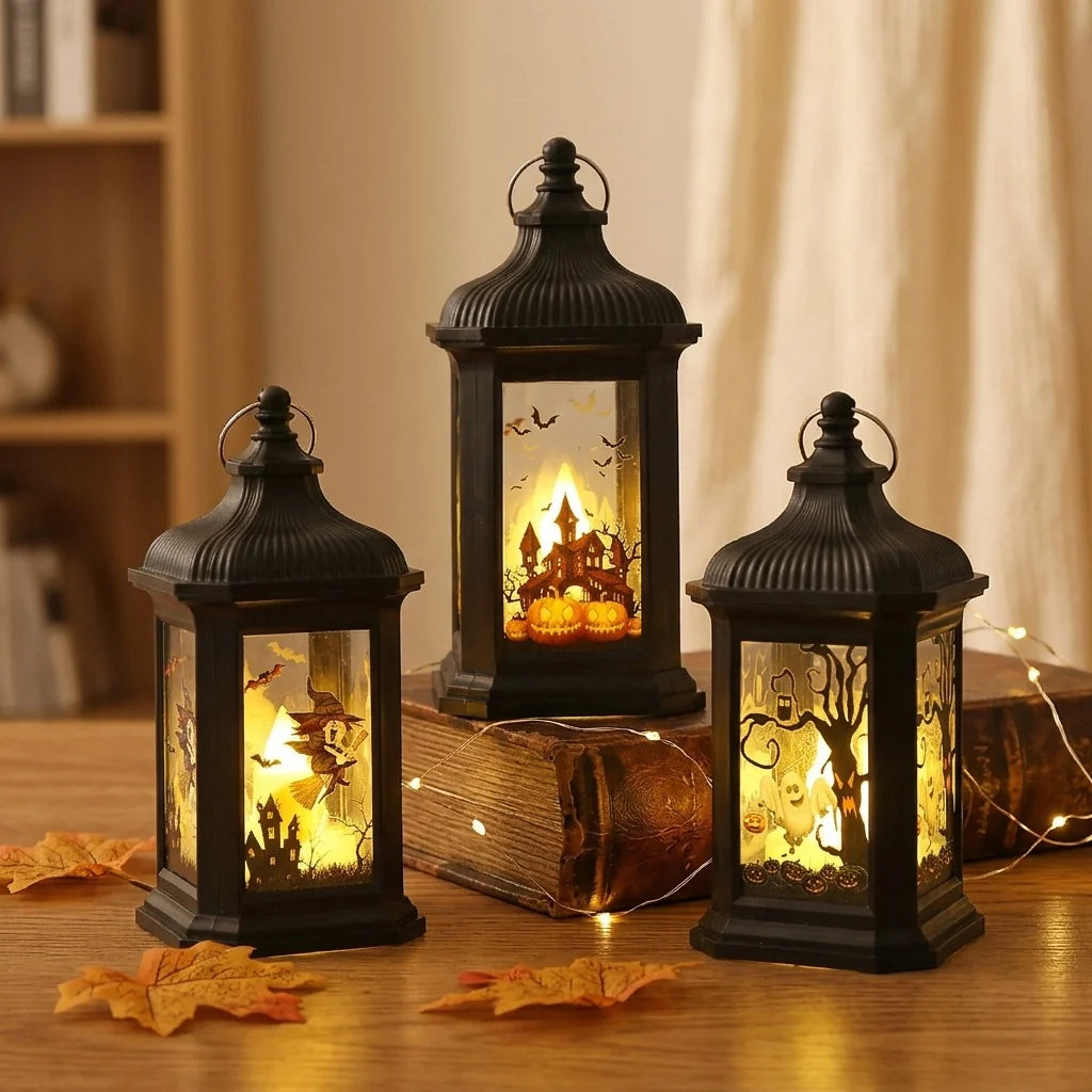 Lantern Witch Scene Warm LED Decorative Lantern