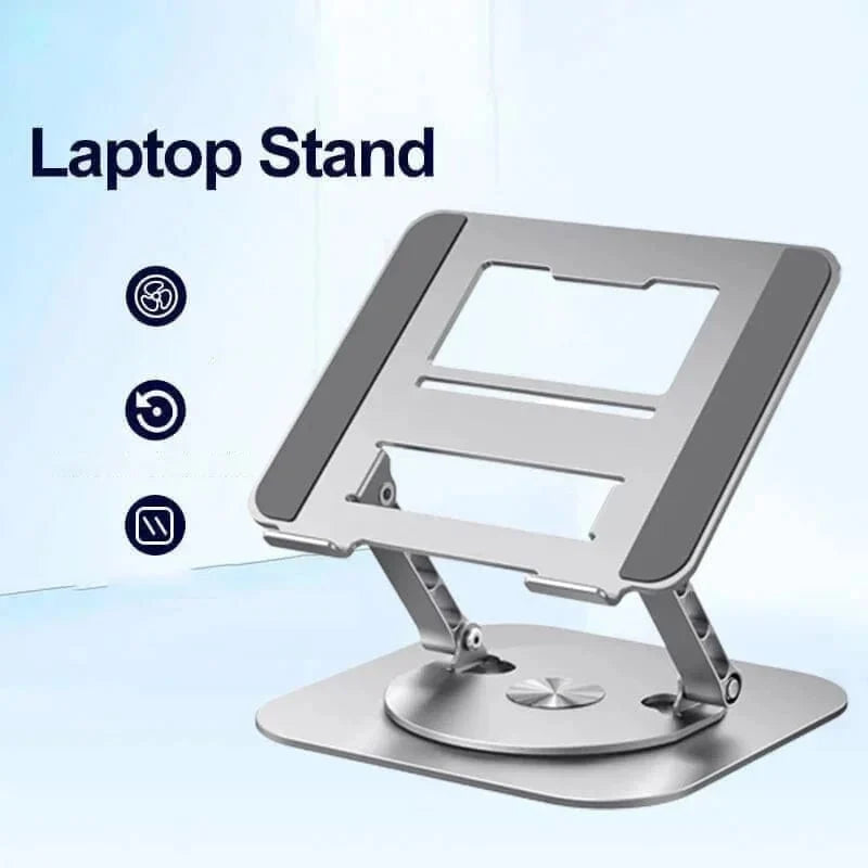 Laptop Stand Foldable Aluminum Adjustable Height 360° Rotating Base