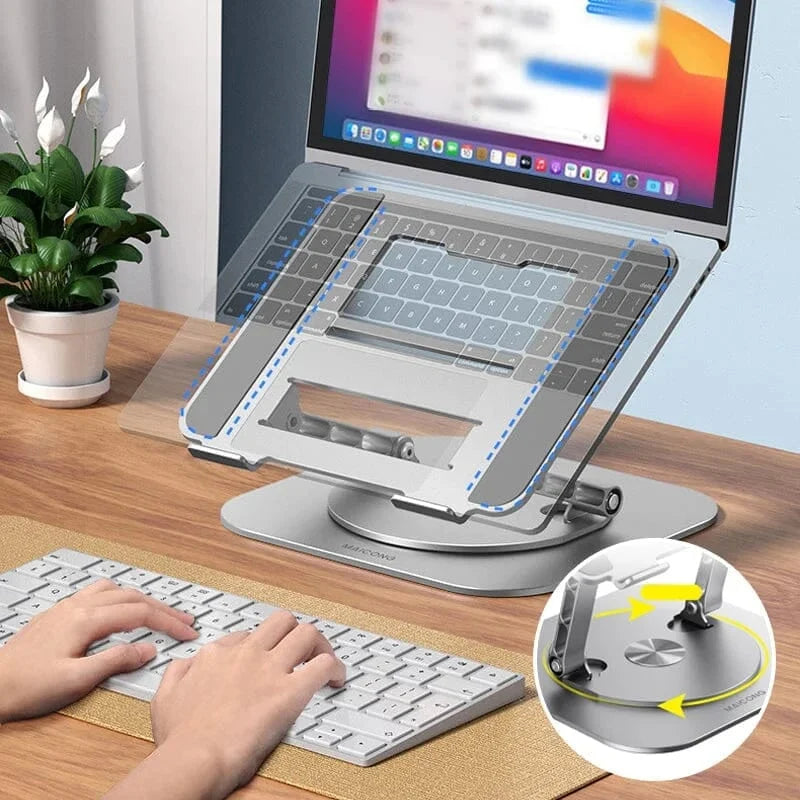Laptop Stand Foldable Aluminum Adjustable Height 360° Rotating Base