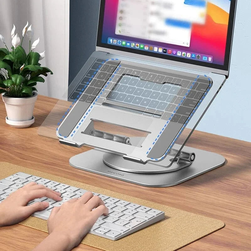 Laptop Stand Foldable Aluminum Adjustable Height 360° Rotating Base