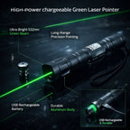 Laser Pointer Green 532 nm Long-Range USB Rechargeable