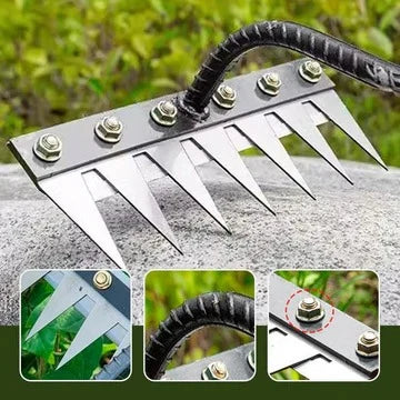 Lawn Rake Head Interchangeable 5-8 Teeth Fits Standard Poles