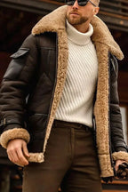 Leather Jacket Full Sheepskin Lining Built-In Pockets