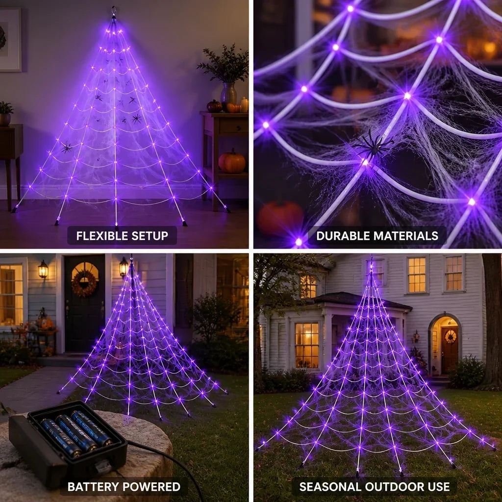 Lighted Spider Web 5m Battery-Operated Indoor & Outdoor
