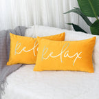 Lumbar Pillow Cover Embroidered Metallic Script Soft-Touch Hidden Zipper
