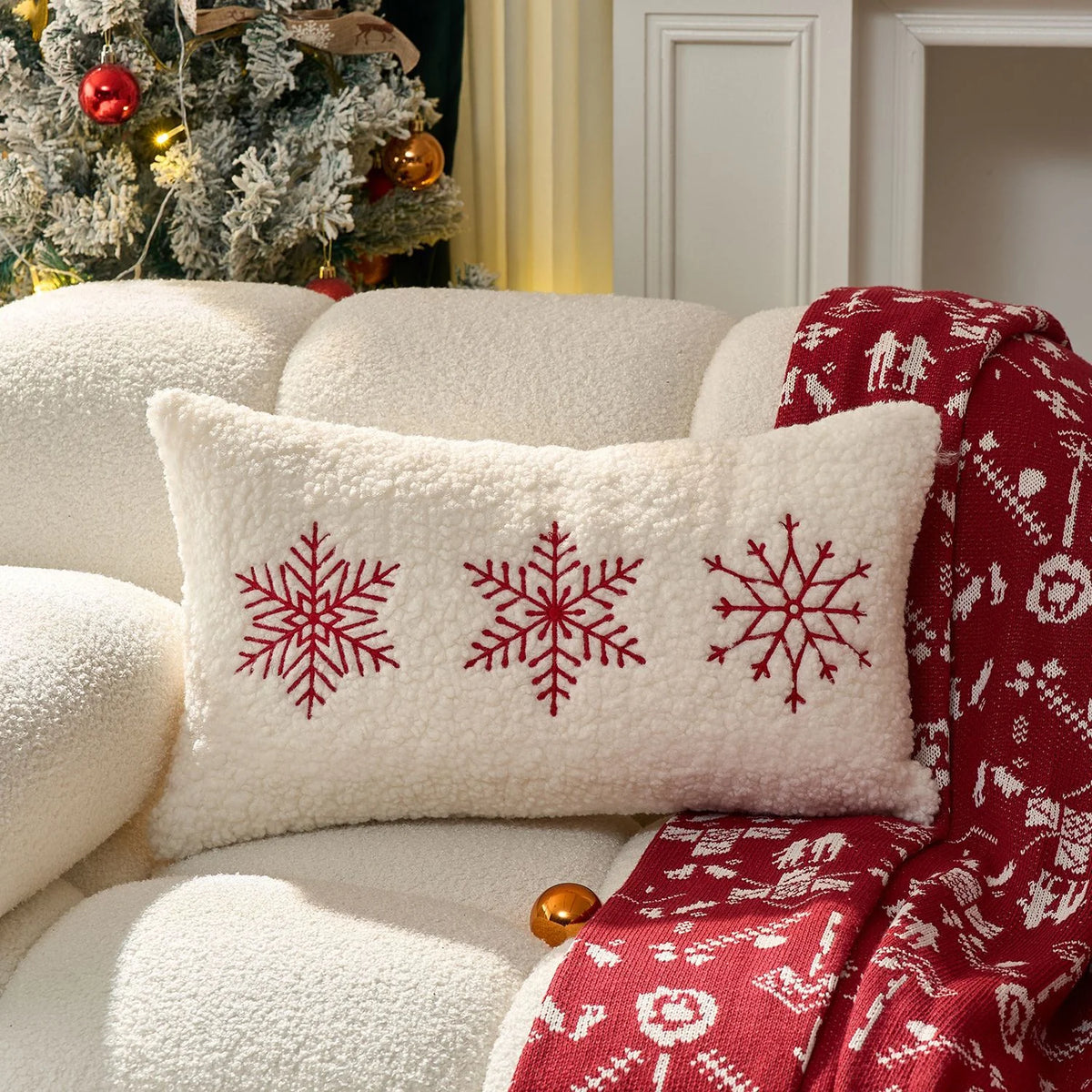 Lumbar Throw Pillow Tufted Chenille Lettering Piped Edge
