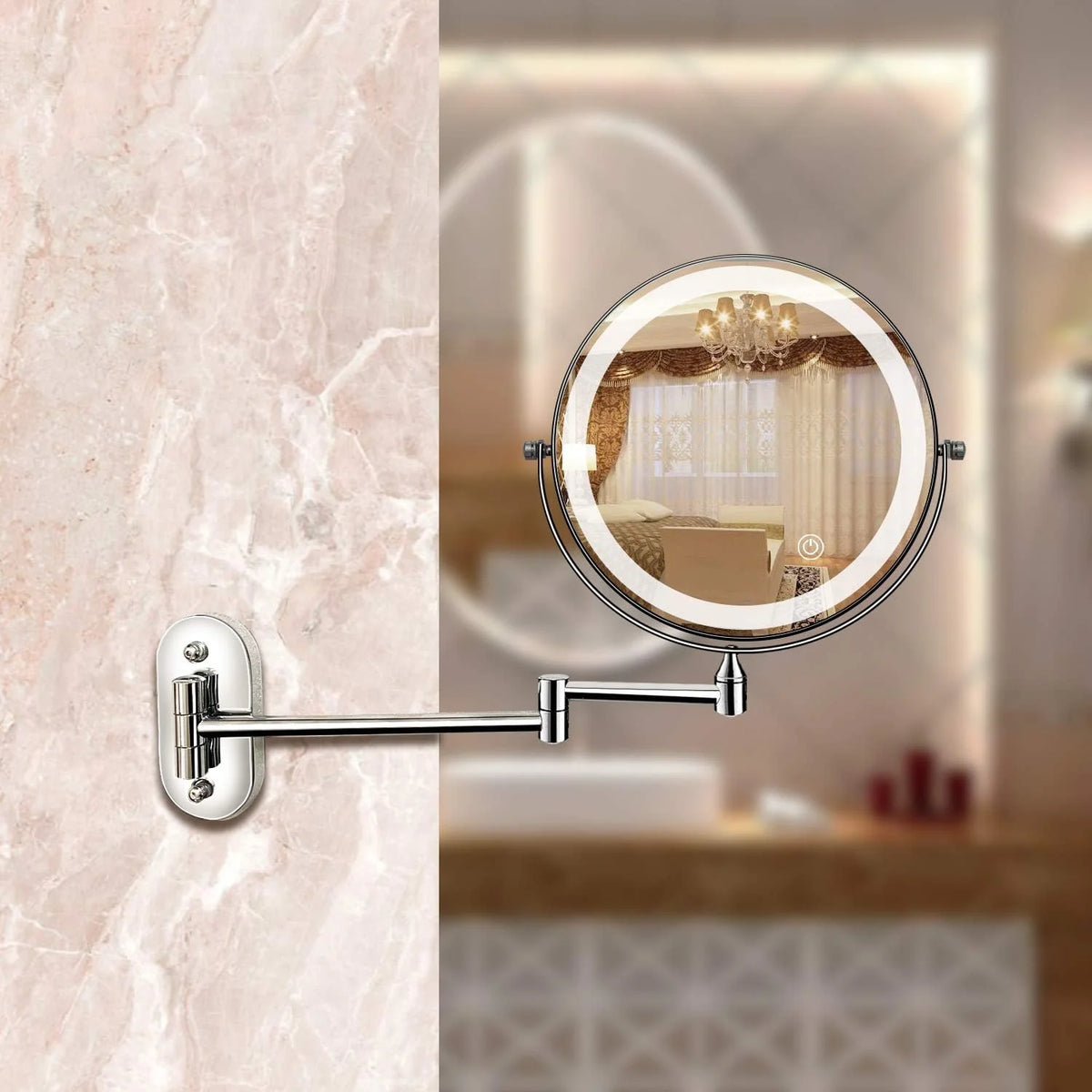 Makeup Mirror Touch-Controlled LED Rechargeable 10x Magnification