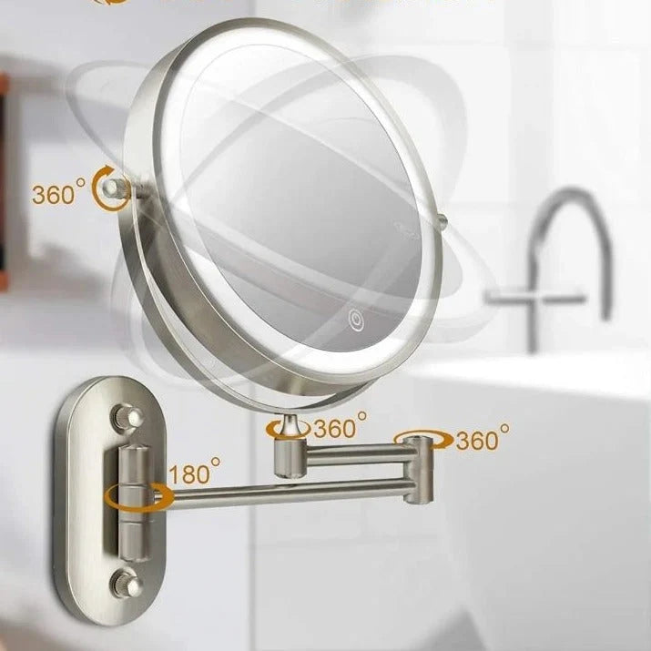 Makeup Mirror Touch-Controlled LED Rechargeable 10x Magnification