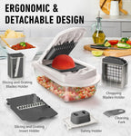 Mandoline Slicer 8-Function Stainless Steel Blades & Built-In Container