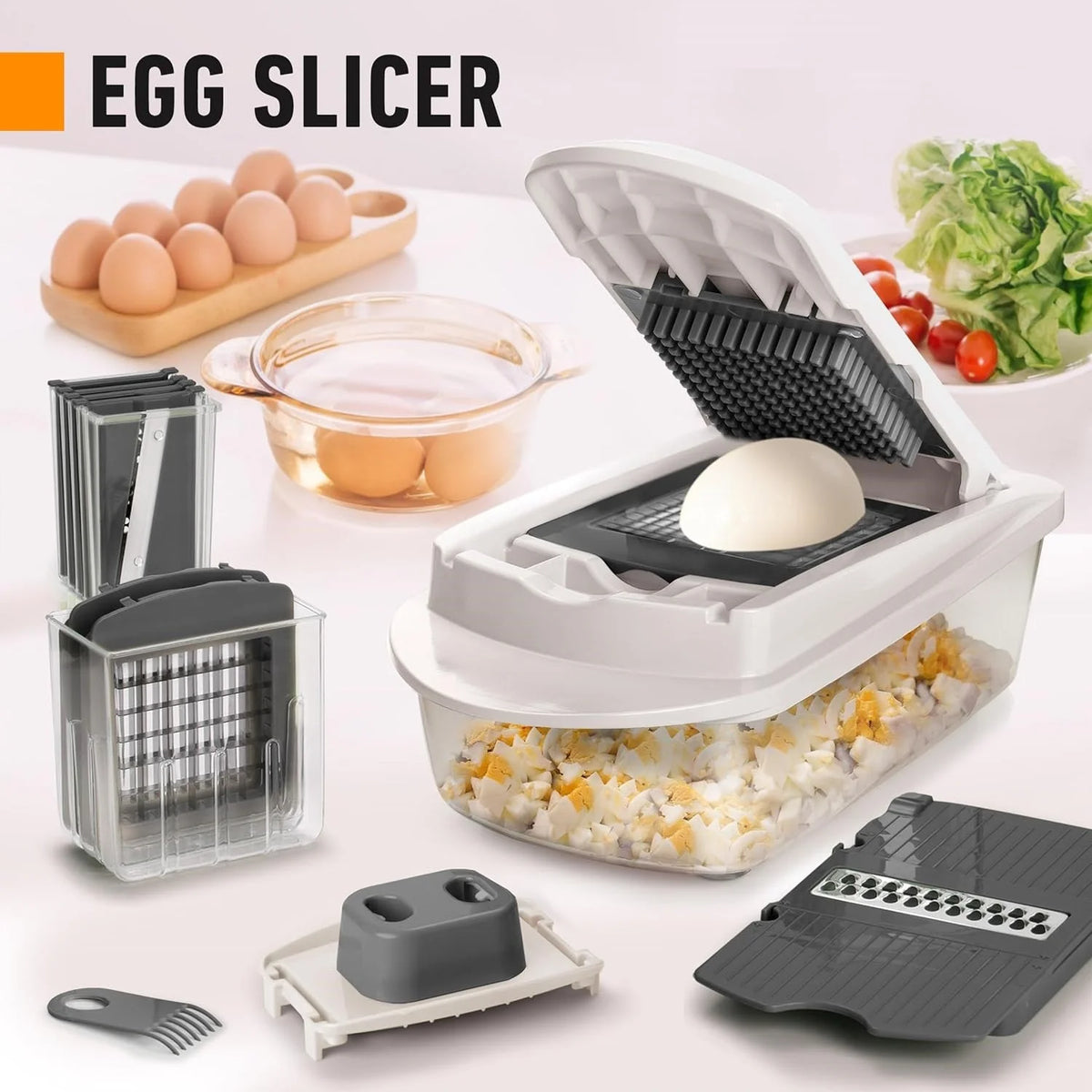 Mandoline Slicer 8-Function Stainless Steel Blades & Built-In Container