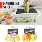 Mandoline Slicer 8-Function Stainless Steel Blades & Built-In Container