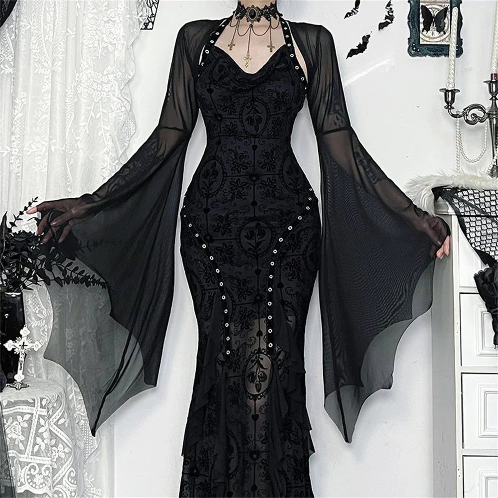 Mesh Shrug Cropped Bat Sleeves