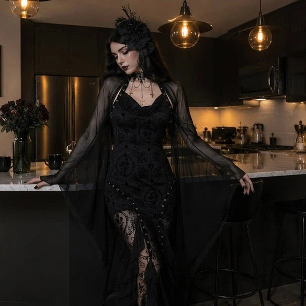 Mesh Shrug Cropped Bat Sleeves