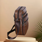 Messenger Bag Cowhide Leather Multiple Pockets