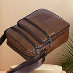 Messenger Bag Cowhide Leather Multiple Pockets