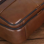 Messenger Bag Cowhide Leather Multiple Pockets