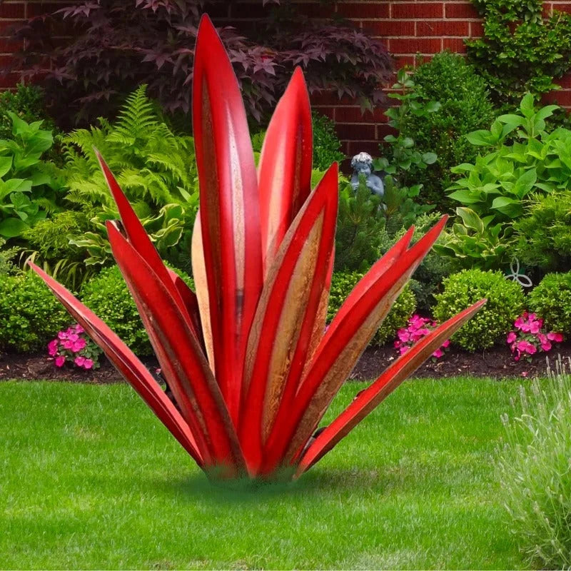 Metal Agave Plant Rust-Finished Weather-Resistant Steel