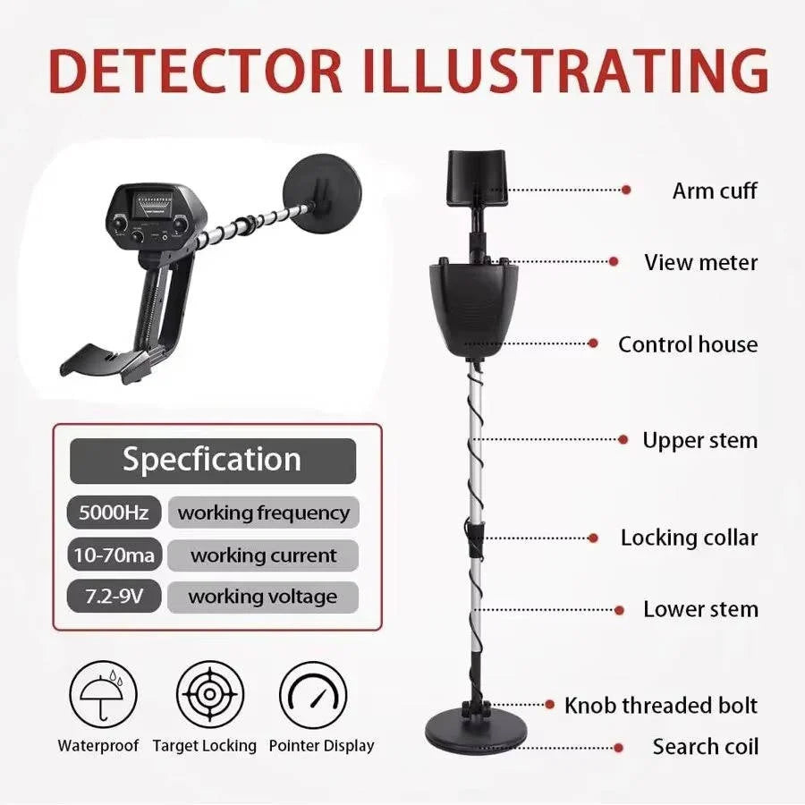 Metal Detector Waterproof Coil Dual Modes Adjustable Height