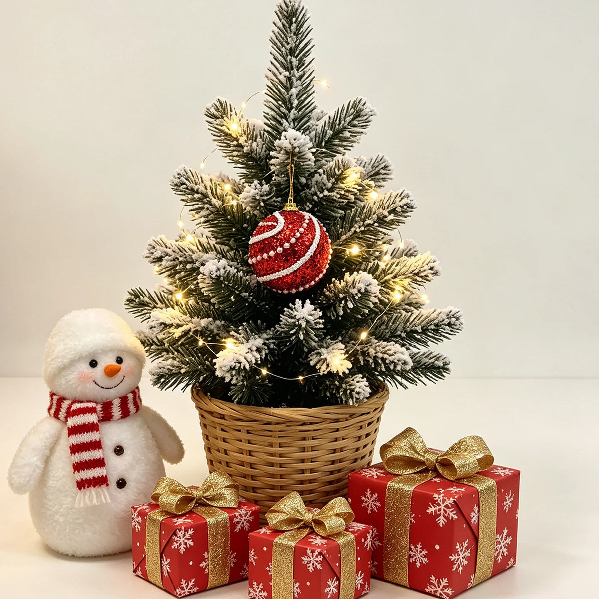 Mini Christmas Tree Compact LED Snowman Accent