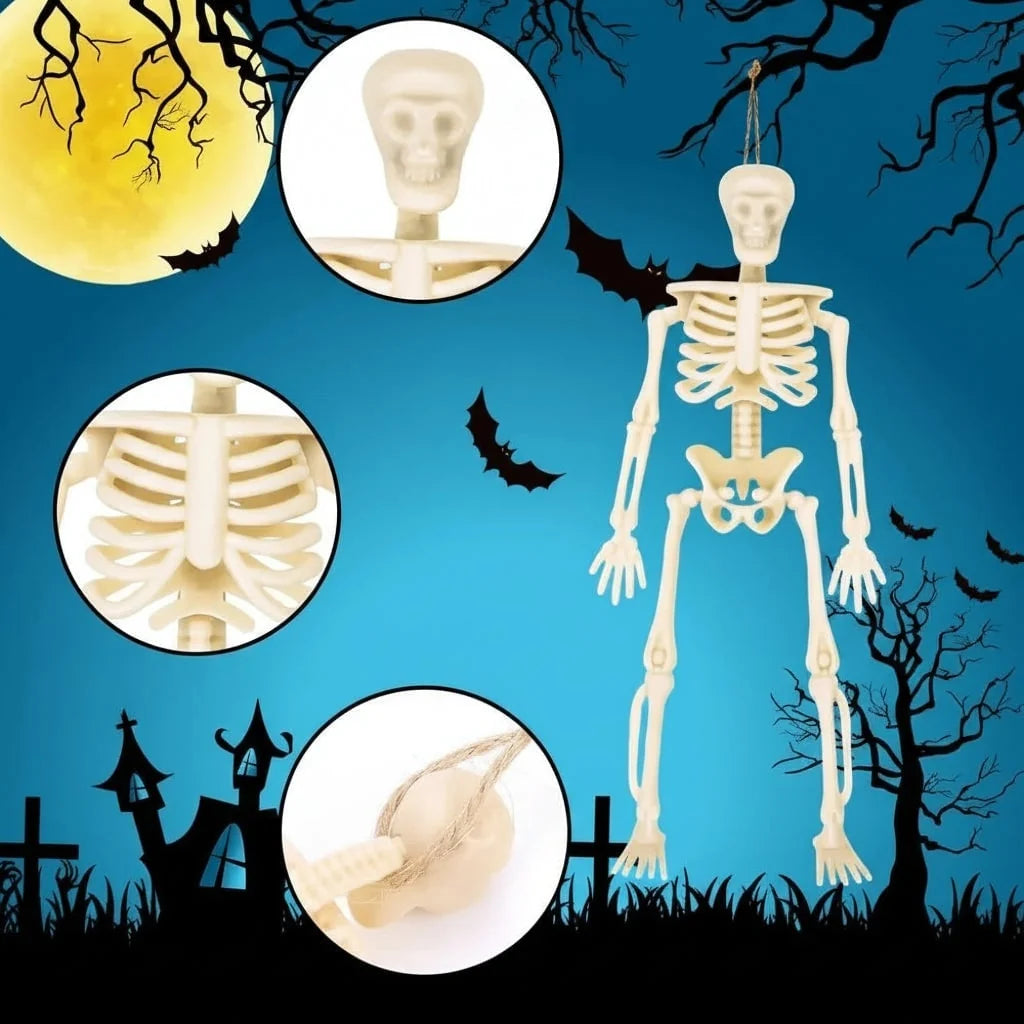 Mini Skeleton Decorations Poseable Matte Plastic Hanging Loop