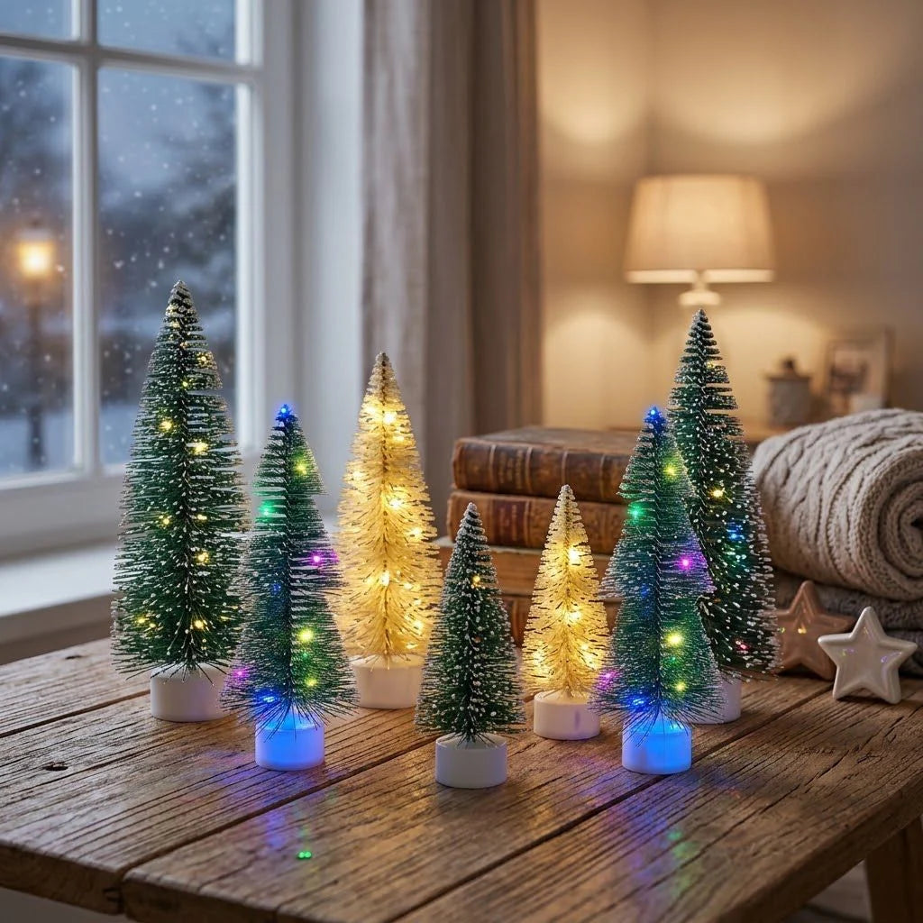 Mini Tabletop Christmas Tree Warm White LED Faux Pine