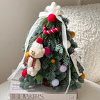 Mini Tabletop Tree 13.8 Inch Pom-Pom & Teddy Bear