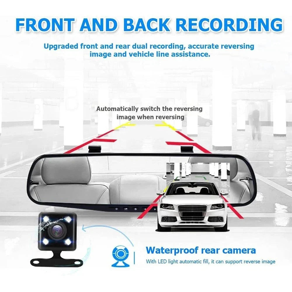 Mirror Dash Cam Dual Front & Rear Full HD