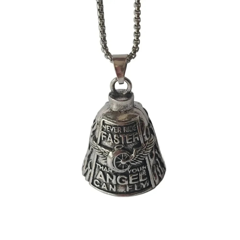 Motorcycle Bell Angel Wings Necklace & Keychain