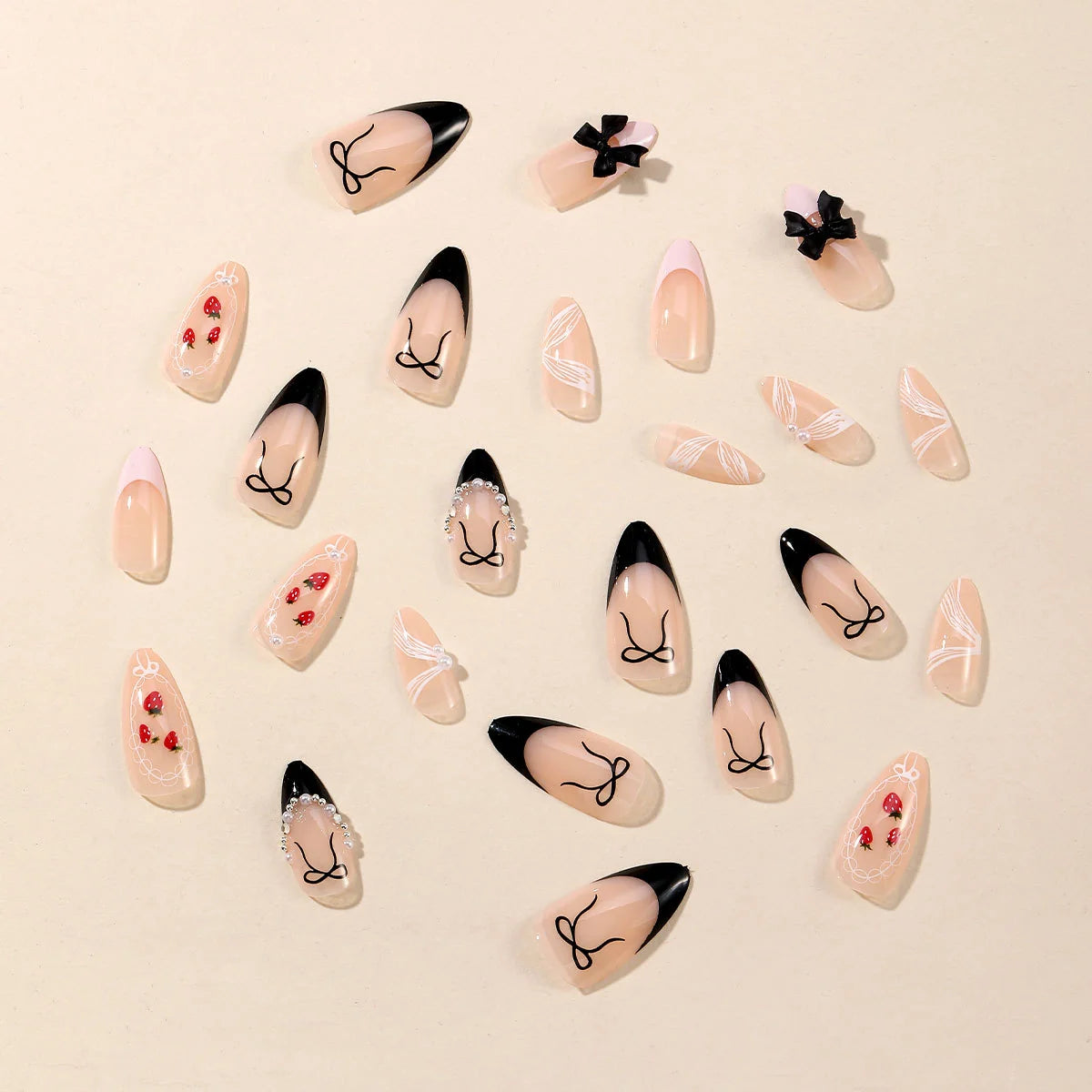 Nail Extensions Floral & Bow Easy Application