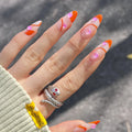Nail Extensions Orange Accent & Transparent Tips Easy Apply