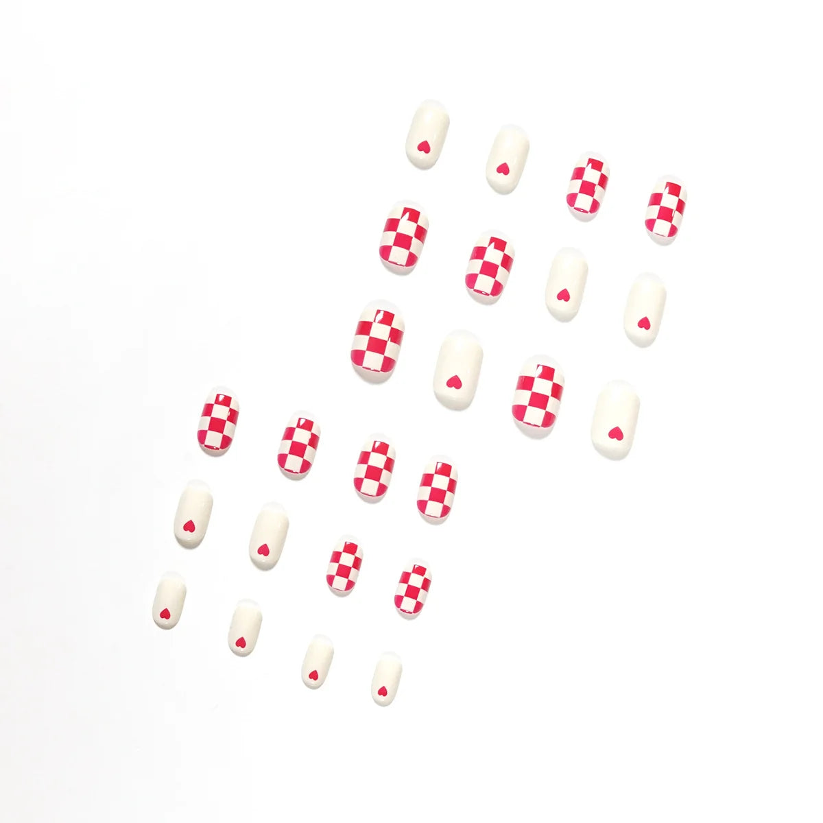 Nail Wraps Heart & Checkered Peel-And-Stick Chip-Resistant