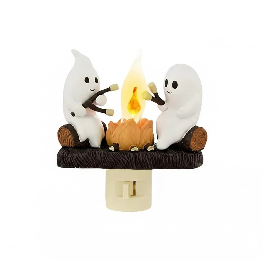 Night Light Plug-In Warm Flickering LED Campfire Ghosts