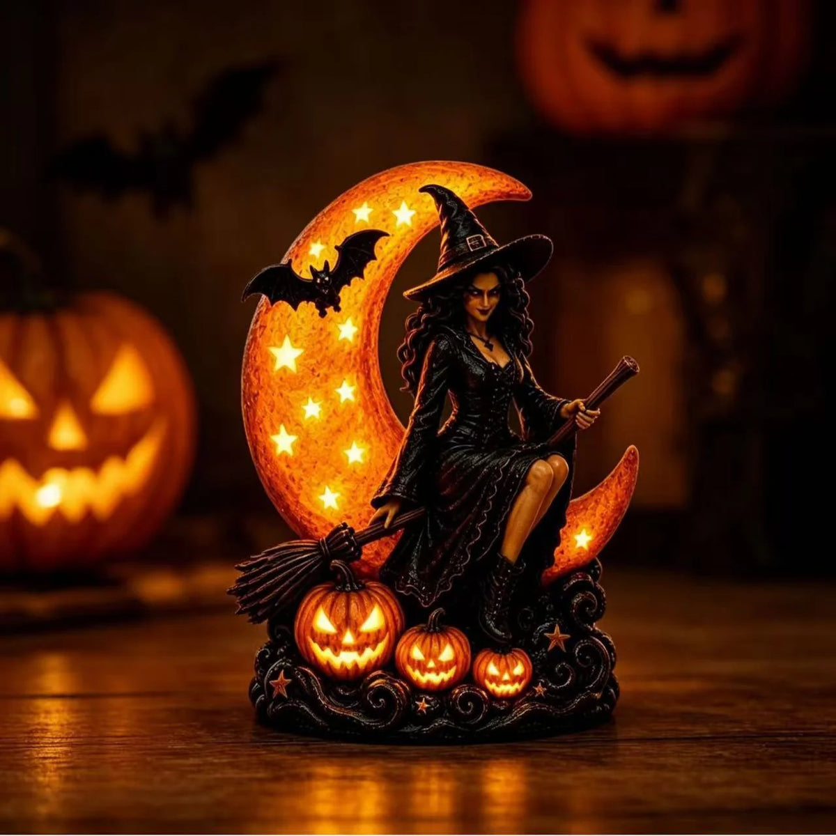 Night Light Witch Moon & Pumpkin Integrated LED