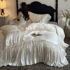 Nightgown Satin Tiered Ruffle Lightweight & Breathable