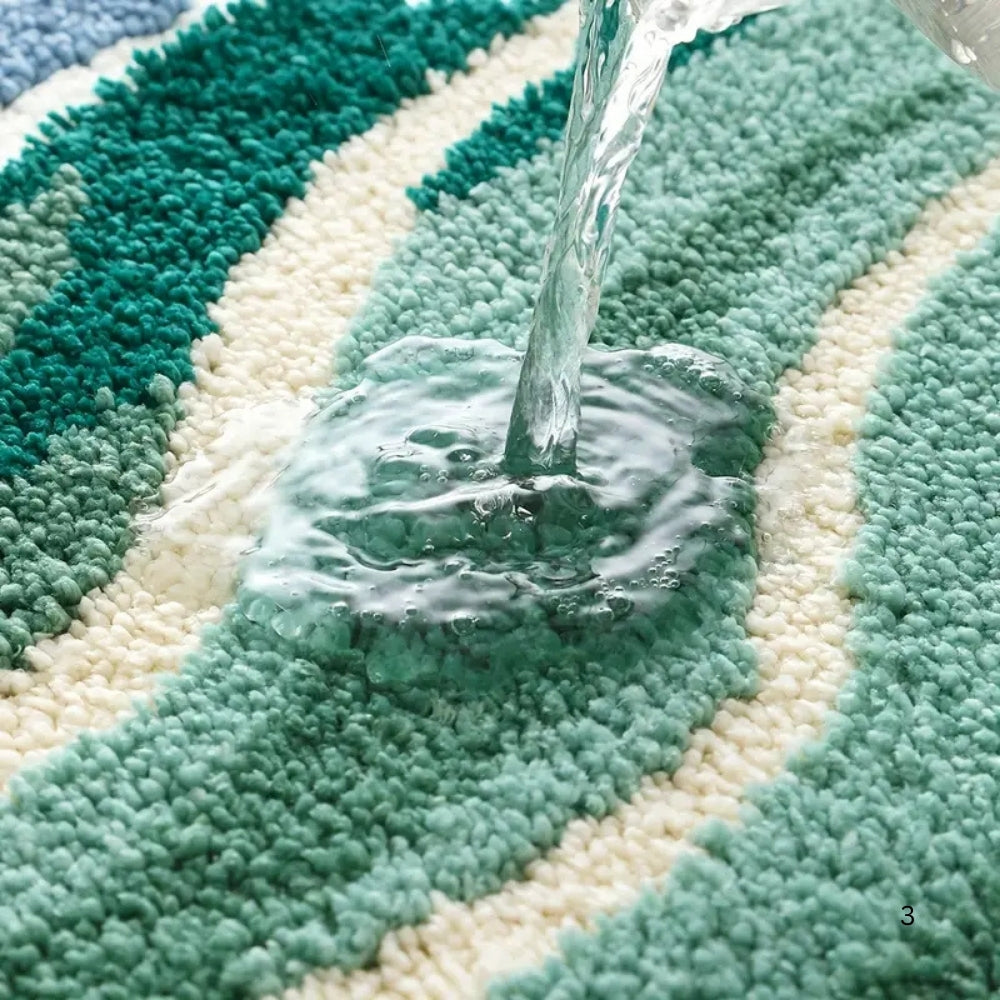 Ocean Wave Microfiber Plush Non-Slip Bath Mat