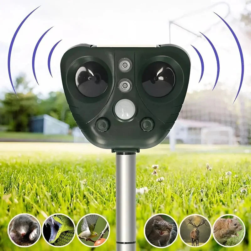 Outdoor Bird Repeller Solar-Powered Ultrasonic 30 Ft Coverage