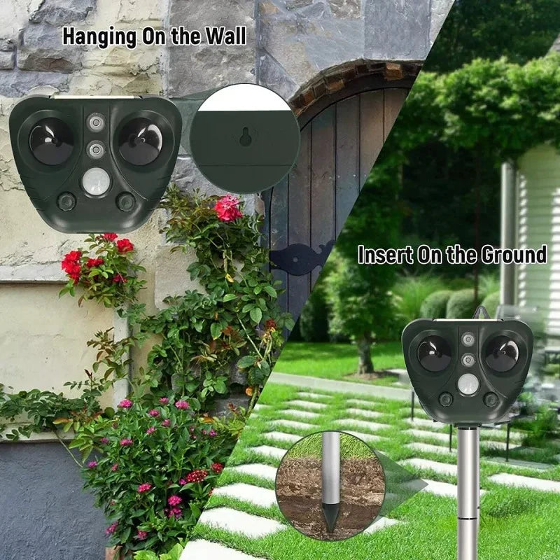 Outdoor Bird Repeller Solar-Powered Ultrasonic 30 Ft Coverage