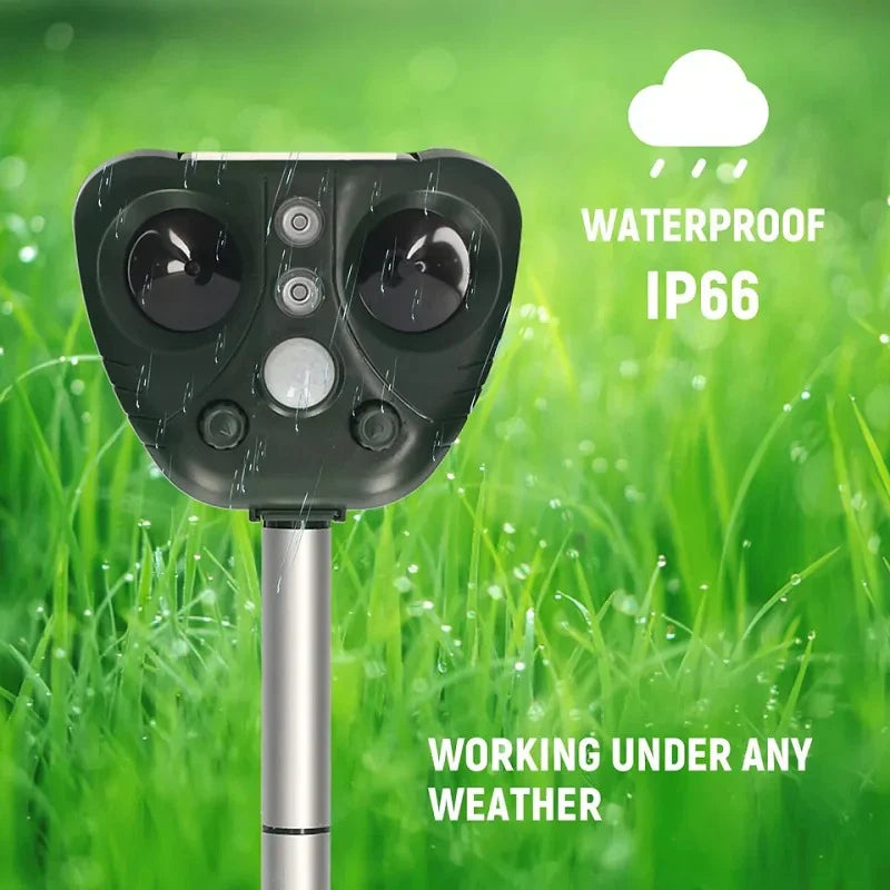 Outdoor Bird Repeller Solar-Powered Ultrasonic 30 Ft Coverage